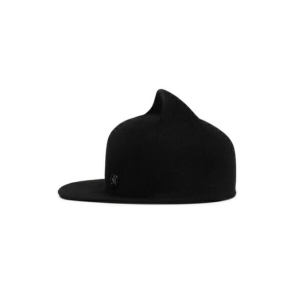 メゾンミッシェル メンズ 帽子 アクセサリー Jamie felt ear cap Black|asty