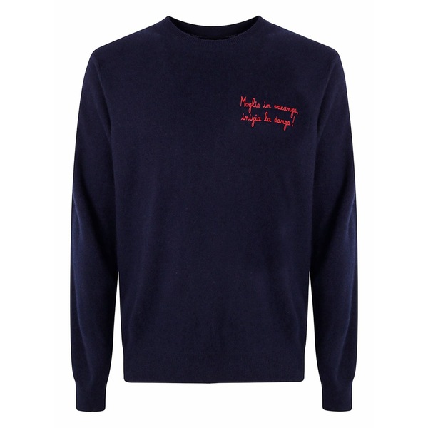 エムシーツーセイントバース メンズ ニット&セーター アウター Embroidered wool sweater Blue|asty