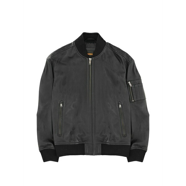 主任者 メンズ 上衣＆上衣 アウター Zip-up leather bomber jacket Black