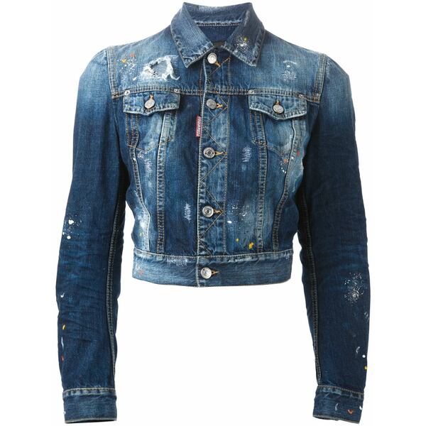 ディースクエアード レディース 上衣＆上衣 アウター Cropped denim jacket Blue