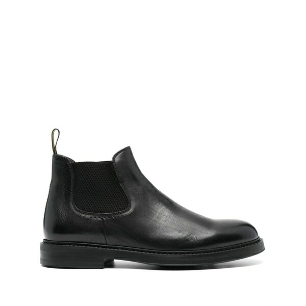 ドンカルズ メンズ ブーツ シューズ Round-toe leather boots Black