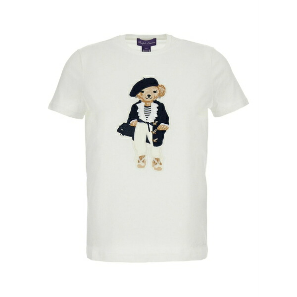 ラルフローレン レディース Tシャツ トップス Embroidery bear t-shirt Neutrals|asty