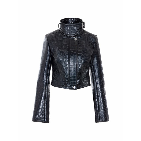 運動競技マックス レディース 上衣＆上衣 アウター Alligator-print cropped jacket Black