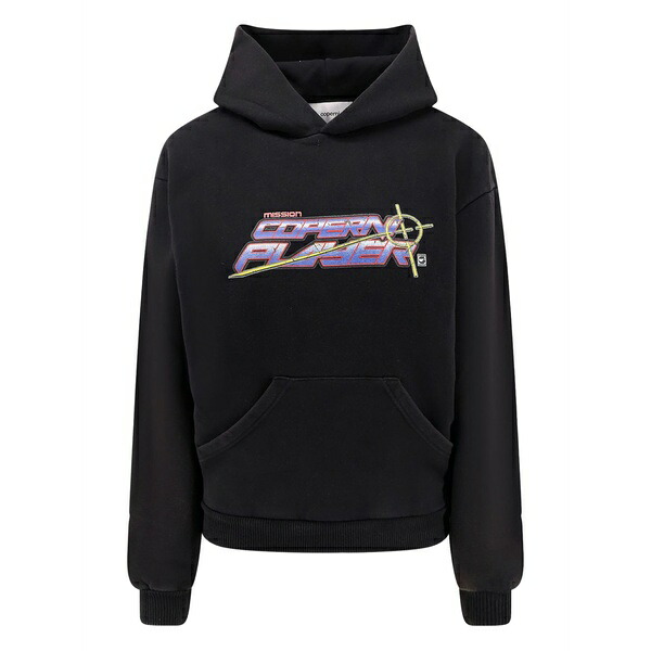 コペルニ レディース パーカー・スウェットシャツ アウター Logo-print kangaroo-pocket hoodie Black