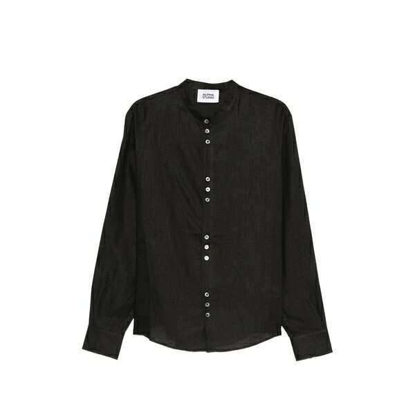 アルファス テューディオ メンズ シャツ トップス Buttoned shirt Black｜asty