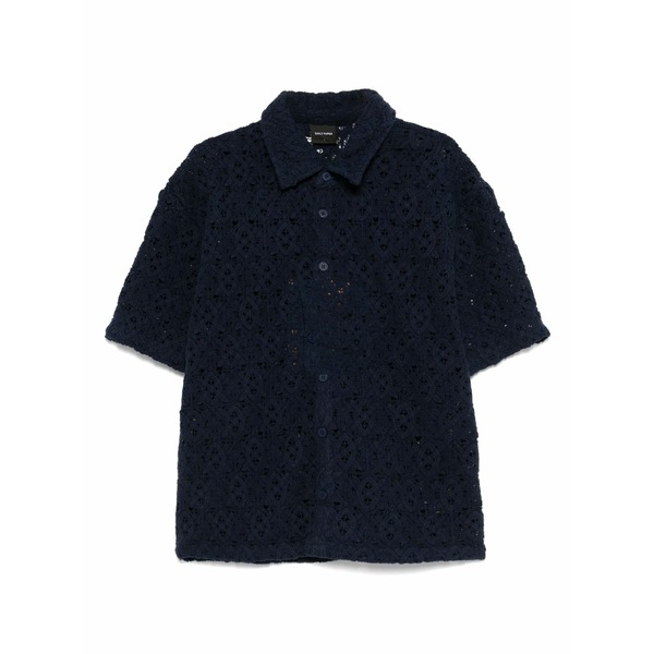 デイリー・つづり方 メンズ プルオーバー トップス Lace shield shirt Blue