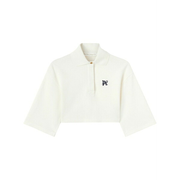 パーム・エンジェルス レディース スポーツシャツ トップス Pa monogram cropped polo top White