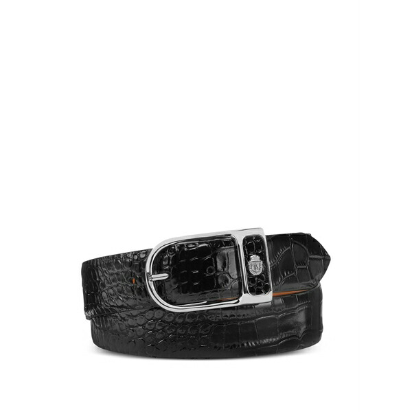 ビリオネア メンズ 三尺帯 付属物 Crocodile-embossed leather belt Black