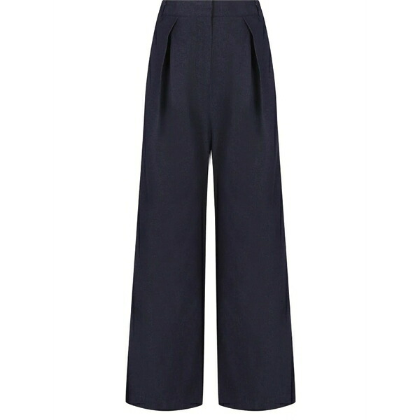 コー レディース カジュアルパンツ ボトムス Pleat-detail trousers Blue|asty