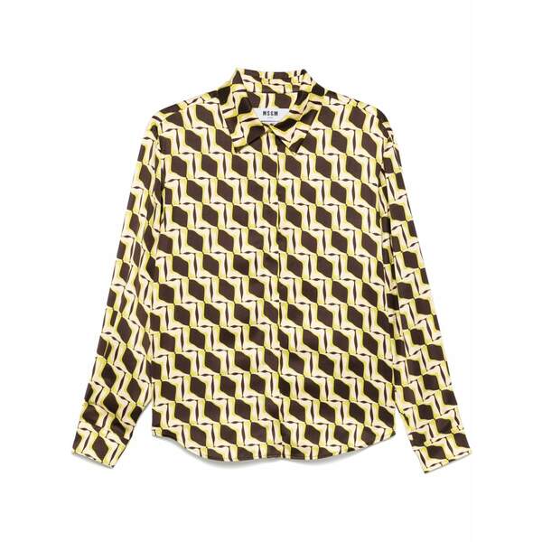 エムエスジイエム レディース シャツ トップス Geometric-print shirt Neutrals｜asty