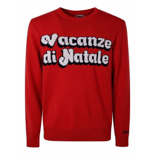 エムシーツーセイントバース メンズ 編み物\u0026プルオーバー アウター Long-sleeve wool sweater Red