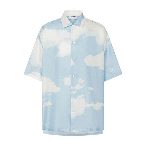 モスキーノ メンズ シャツ トップス Silk shirt Blue|asty