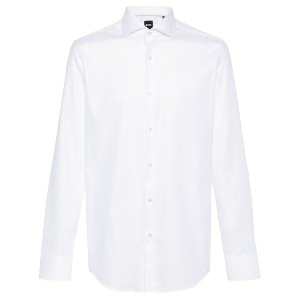 ボス メンズ シャツ トップス Long-sleeves cotton shirt White