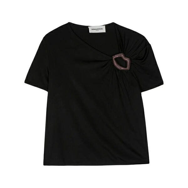ソニアリキエル レディース プルオーバー トップス Mouth-detail jersey t-shirt Black
