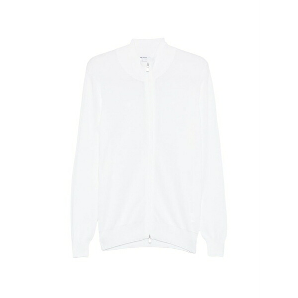 グランサッソ メンズ ジレー アウター Zip-up cotton cardigan White