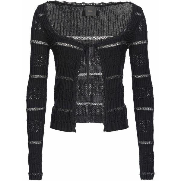 ピンコ レディース ジレー アウター Striped cardigan Black