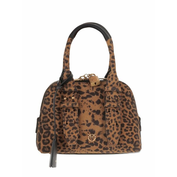 ピンコ レディース ハンドバッグ バッグ Mini leopard-print padlock bag Brown｜asty