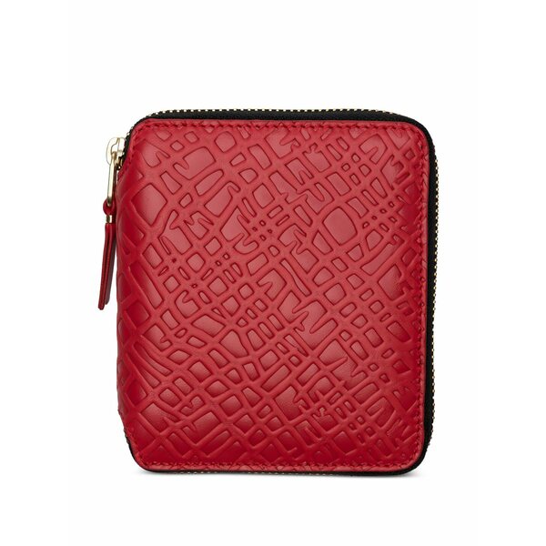 コムデギャルソン メンズ 紙入れ 付属品 Embossed zip-around wallet Red