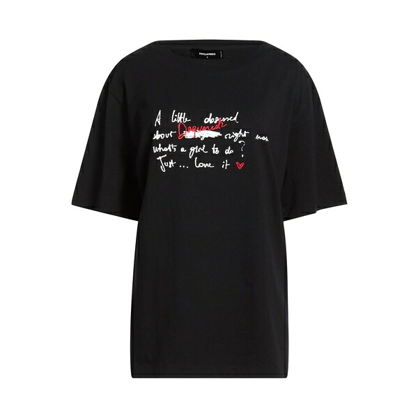 【送料無料】 ディースクエアード レディース Tシャツ トップス T-shirts Black|asty