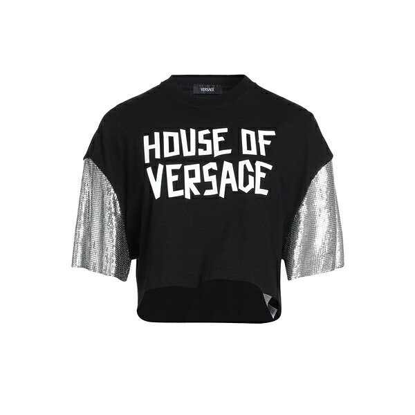 【送料無料】 ヴェルサーチ レディース Tシャツ トップス T-shirts Black|asty