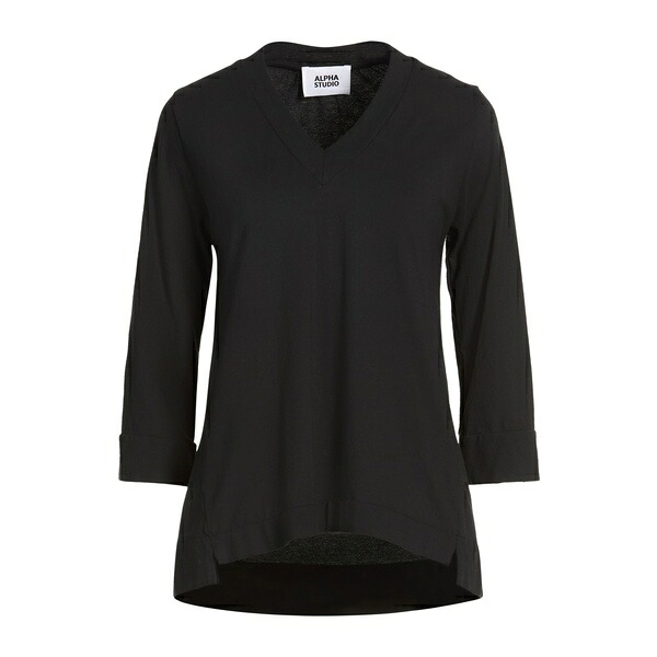 【貨物輸送無料】 アルファス テューディオ レディース プルオーバー トップス T-shirts Black