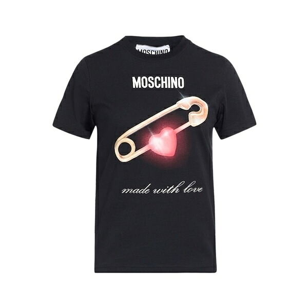 【送料無料】 モスキーノ レディース Tシャツ トップス T-shirts Black｜asty
