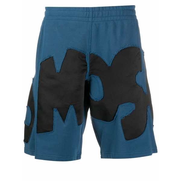 モスキーノ メンズ 心地好いズボン下 ボトムス Logo-appliqued track shorts Blue