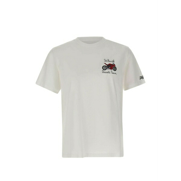 エムシーツーセイントバース メンズ プルオーバー トップス Portofino embroidered-motorcycle t-shirt White