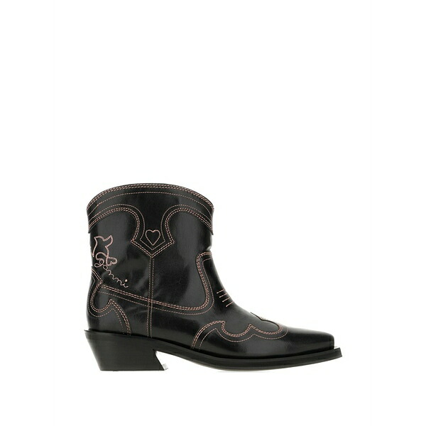 ガニー レディース ブーツ シューズ Contrast-stitch ankle boots Black