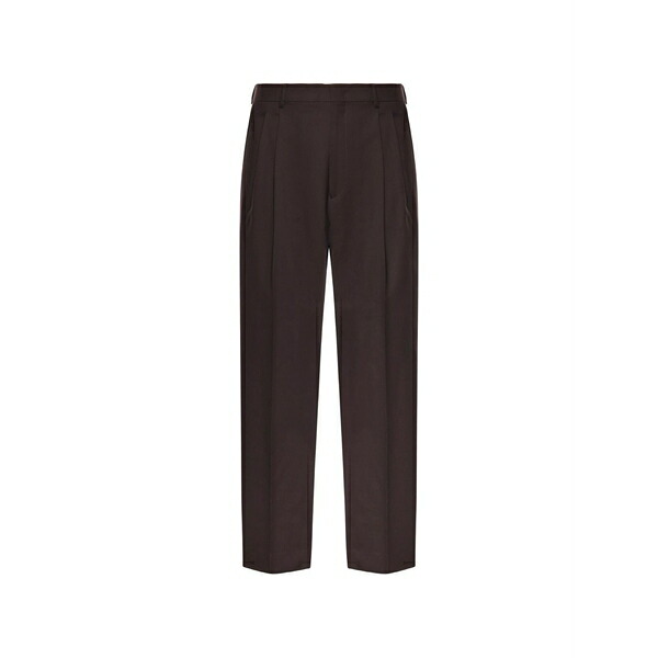 ビーエイブル メンズ カジュアルパンツ ボトムス Pleated straight-leg trousers Brown|asty