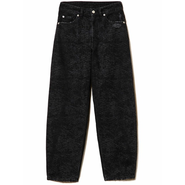 ツイン仕掛ける レディース ジーンズズボン下 ボトムス Snake-print jeans Black