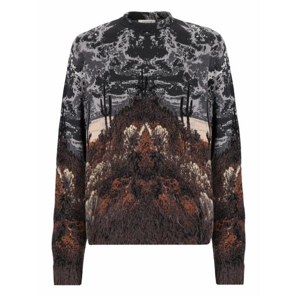 ラネウス レディース 編み物\u0026プルオーバー アウター Patterned-jacquard sweater Brown