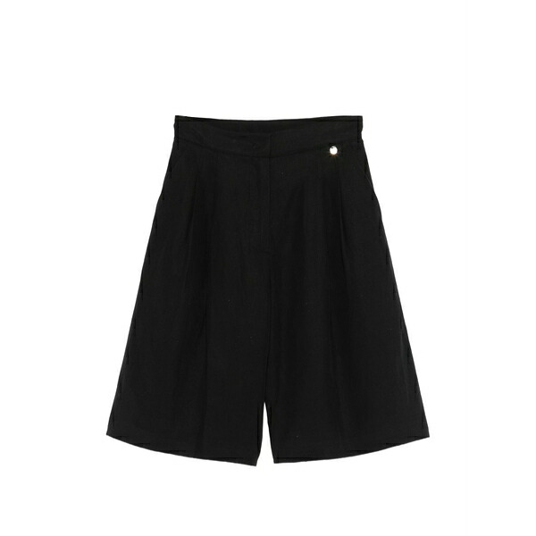 リュージョー レディース 心地好いズボン下 ボトムス Logo detail button shorts Black