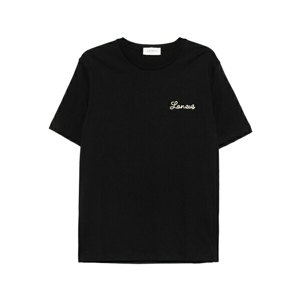 ラネウス メンズ Tシャツ トップス Logo-embroidered t-shirt Black|asty