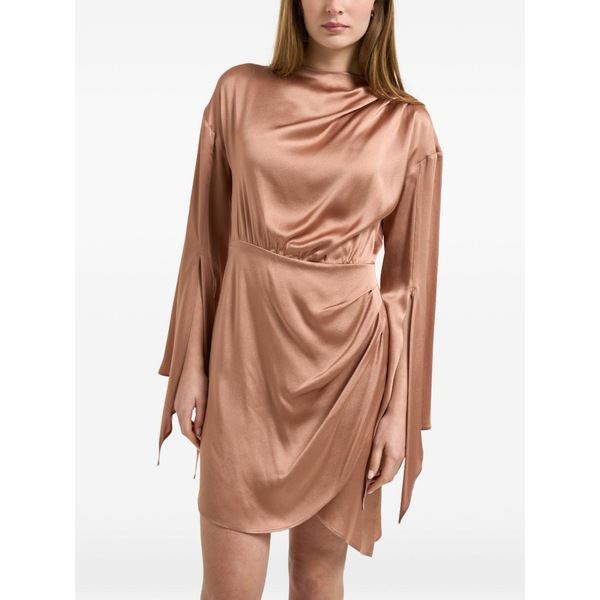 セミクチュール レディース ワンピース トップス Flare-sleeves draped mini dress Neutrals|asty