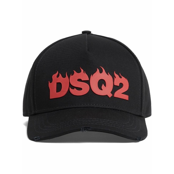 ディースクエアード メンズ かぶり笠 付属品 Embossed logo cap  Black