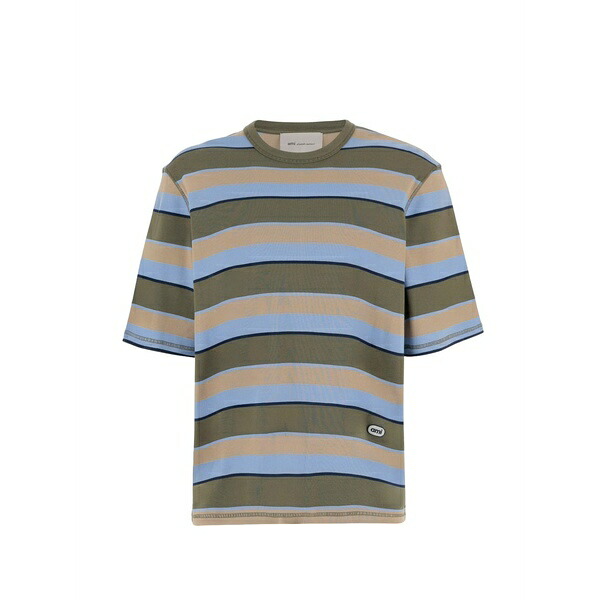 意中の女 メンズ プルオーバー トップス Striped polo shirt Green