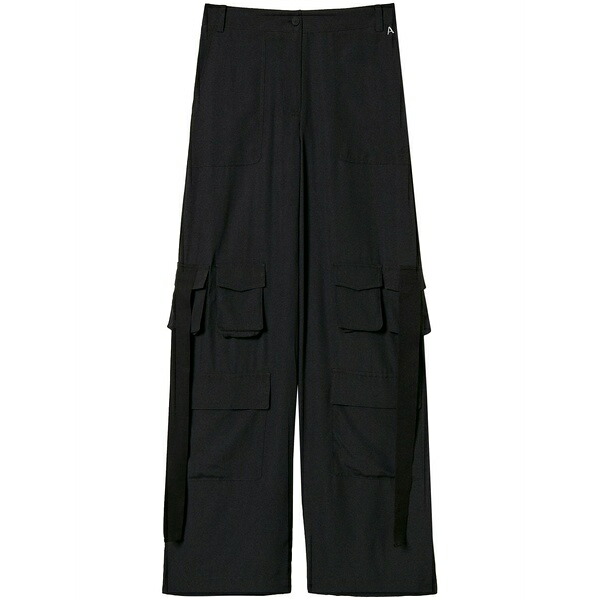 ツイン仕掛ける レディース 心地好いズボン下 ボトムス クロム??pe de chine cargo trousers Black