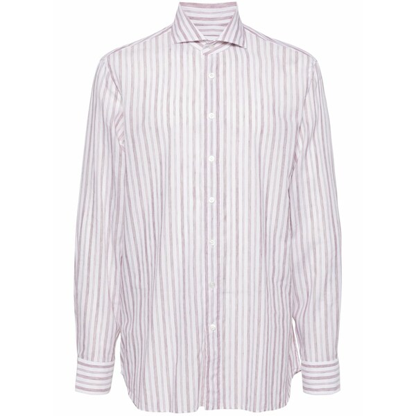 ラルディーニ メンズ シャツ トップス Striped button-up shirt Red|asty