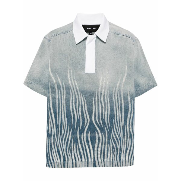 ボッター メンズ スポーツシャツ トップス Graphic-print organic cotton polo shirt Blue