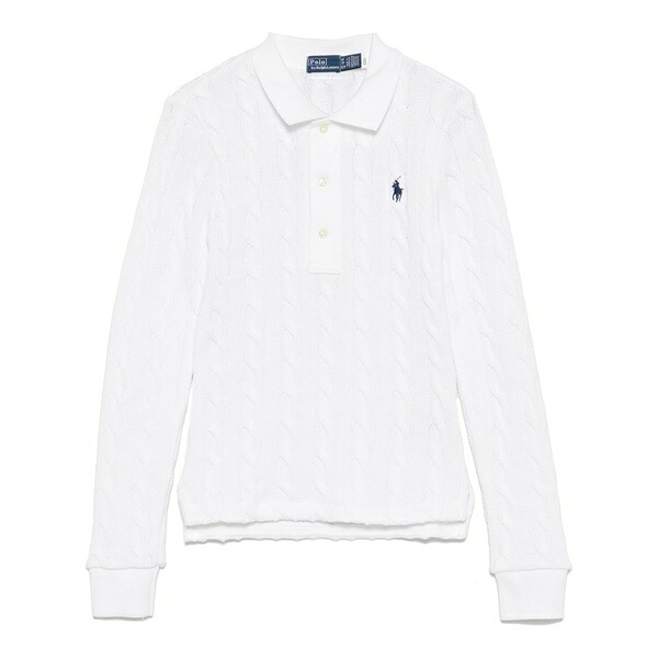 ラルフローレン レディース スポーツシャツ トップス Cable-knit polo top White