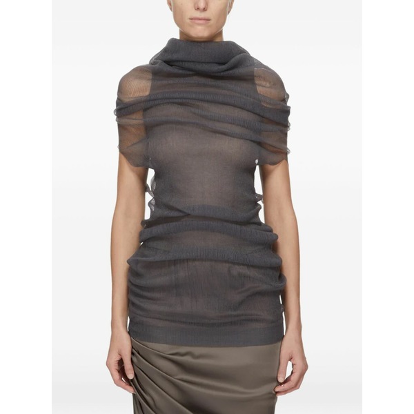 リックオウエンス レディース シャツ トップス Draped semi-sheer blouse Grey｜asty