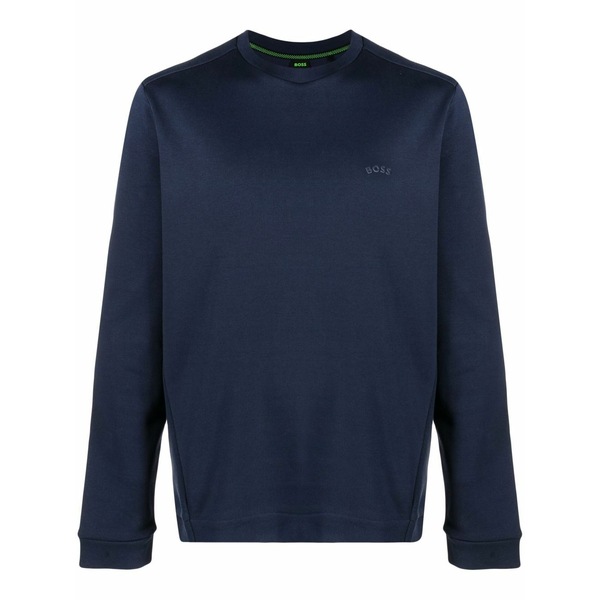 ボス メンズ パーカー・スウェットシャツ アウター Salbo curved logo-print sweatshirt -
