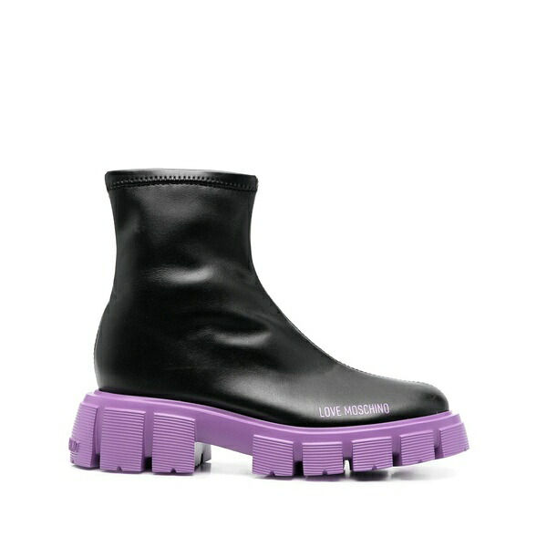 ラブ モスキーノ レディース ブーツ シューズ Lug-sole 50mm ankle boots Black｜asty