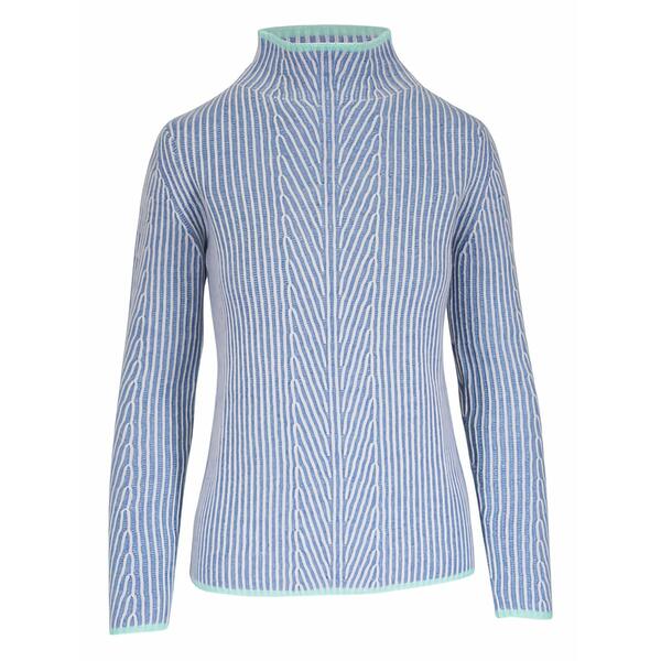 キン天使の都市カシミヤ レディース 編み物\u0026ティーシャツ アウター Striped mock-neck sweater Blue