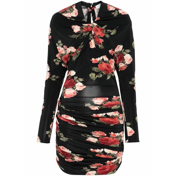 マグダ・ブトリム レディース ワンピース トップス Floral-print draped mini dress Black｜asty