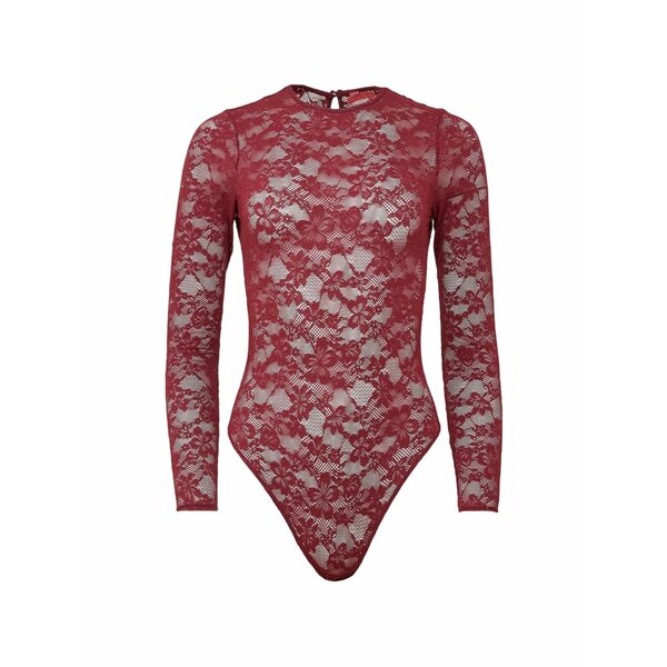 フレーデュマール レディース プルオーバー トップス Floral-lace long-sleeve bodysuit Red