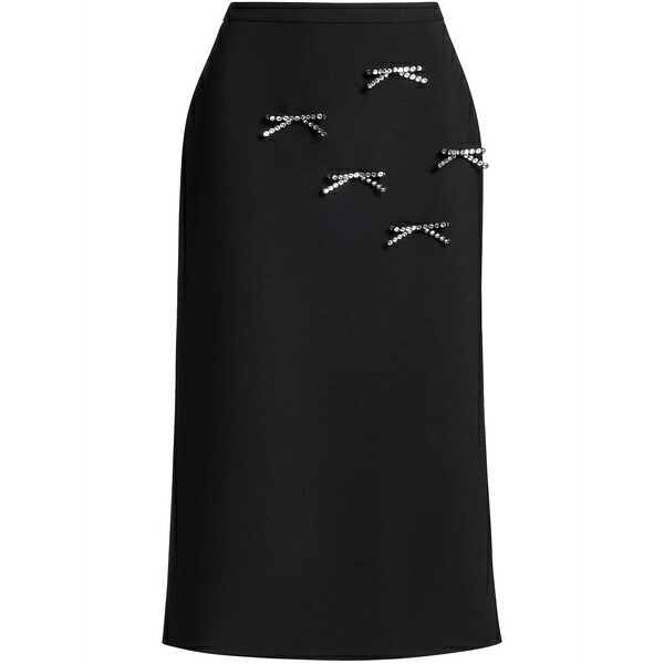 エリー 奉公 レディース スコート ボトムス Bow-detail MIDI skirt Black
