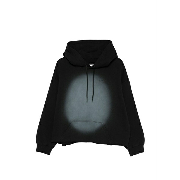 マルタンマルジェラ レディース パーカー・スウェットシャツ アウター Logo-detail hoodie Black
