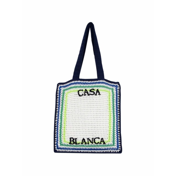 カサブランカ メンズ ショルダーバッグ 御徒面子 Stripe crochet shoulder bag Blue